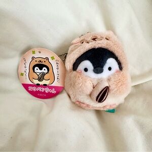 BNWT 7 cm Koupen Chan the Penguin in Chipmunk Costume Plush Keychain 🐧🐿️